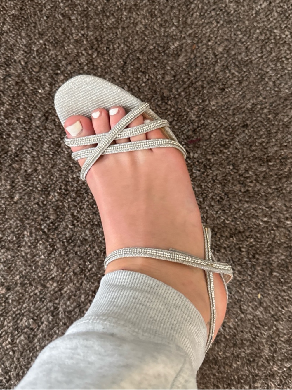 Nina Silver Rhinestone Strappy Sandals